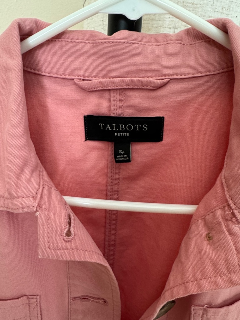 Talbots Pink Cotton Button-Front Utility Jacket - Picture 2 of 4